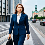 **

"A confident businesswoman in a tailored, fully clothed business suit walking through the bustling streets of Warsaw, Poland. Modern architecture in the background, professional and determined expression, safe for work, appropriate content, fully clothed, professional, perfect anatomy, natural proportions, high-resolution, realistic rendering."

**